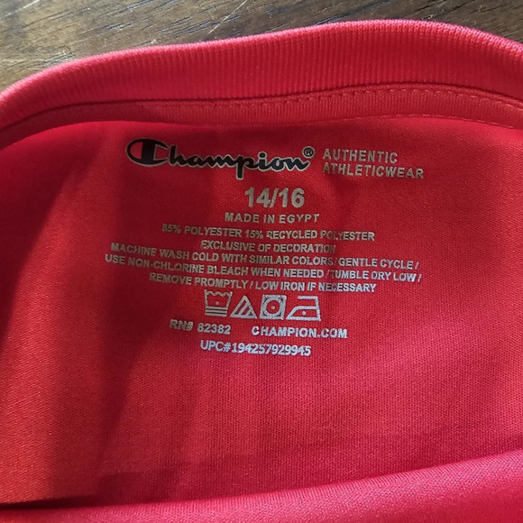 CHAMPION | Boys red short sleeve tshirt 14/17 - Picture 2 of 3